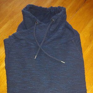 Navy Funnel Neck Shaggy Tweed  type stitch Zara Large